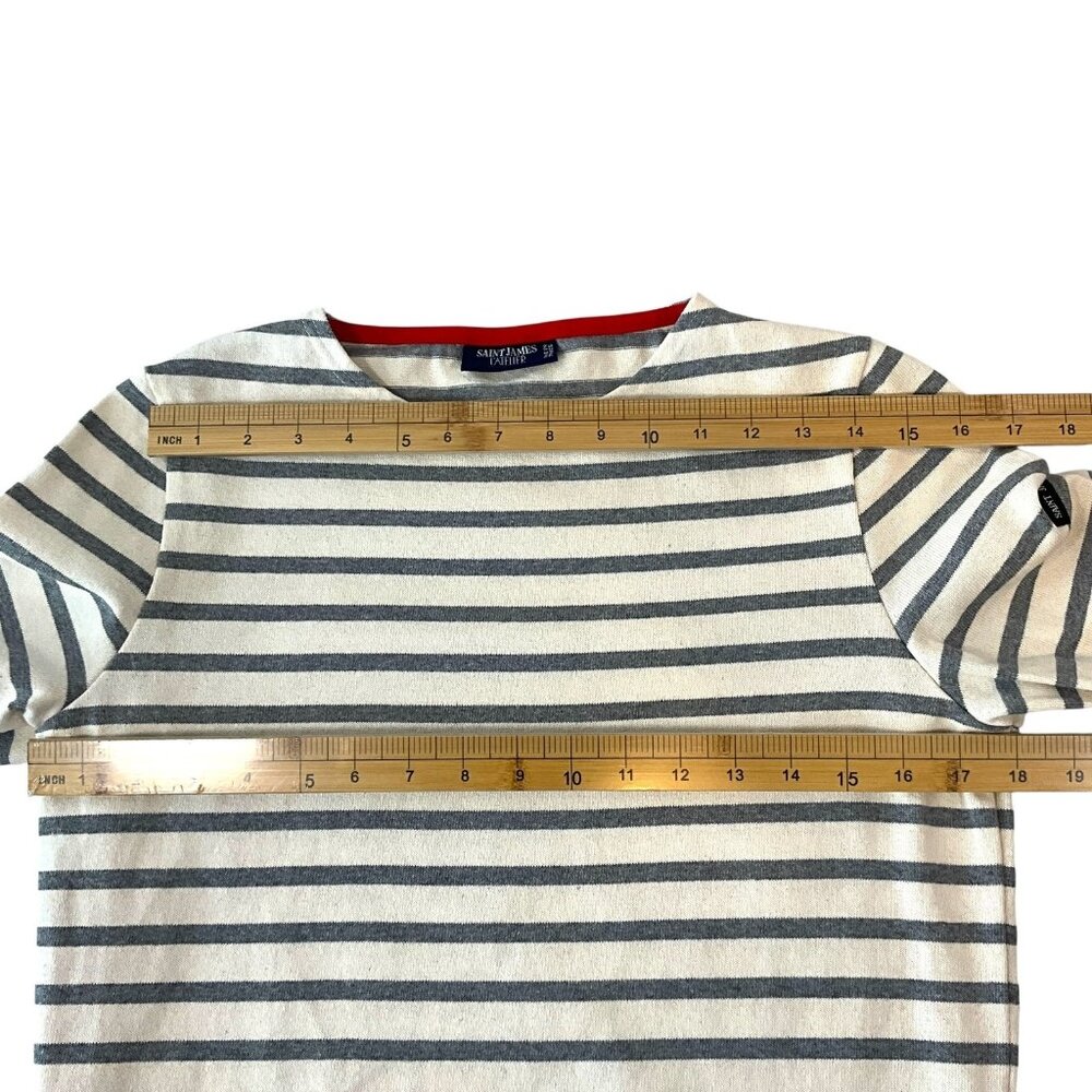 Saint James Vaujany Heart Patch Long Sleeve T Shirt Womens US 8 Striped Cotton - Picture 9 of 11